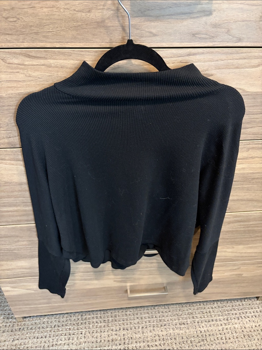 Abound Black Ribbed Mock Neck Pullover